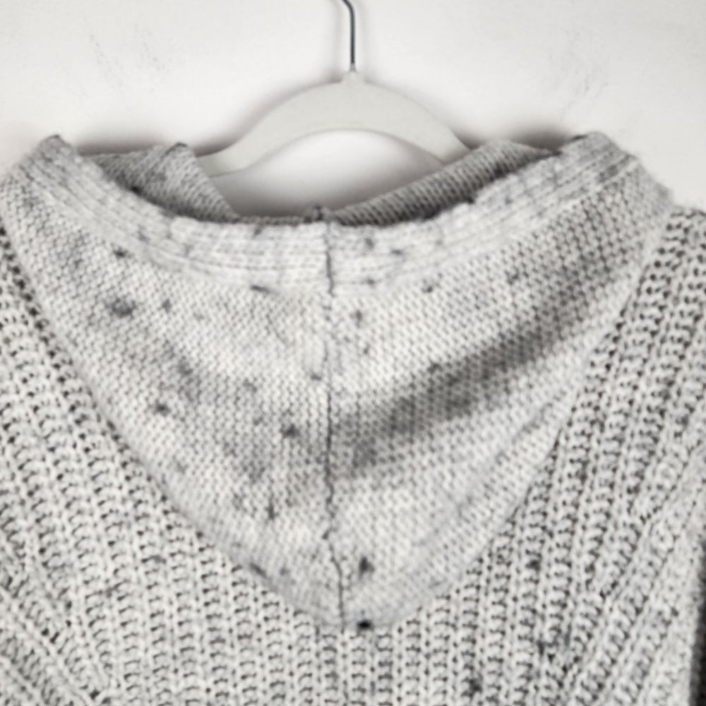 Lucky Brand Hooded Sweater Grey Knit Crop Size M - Picture 11 of 13